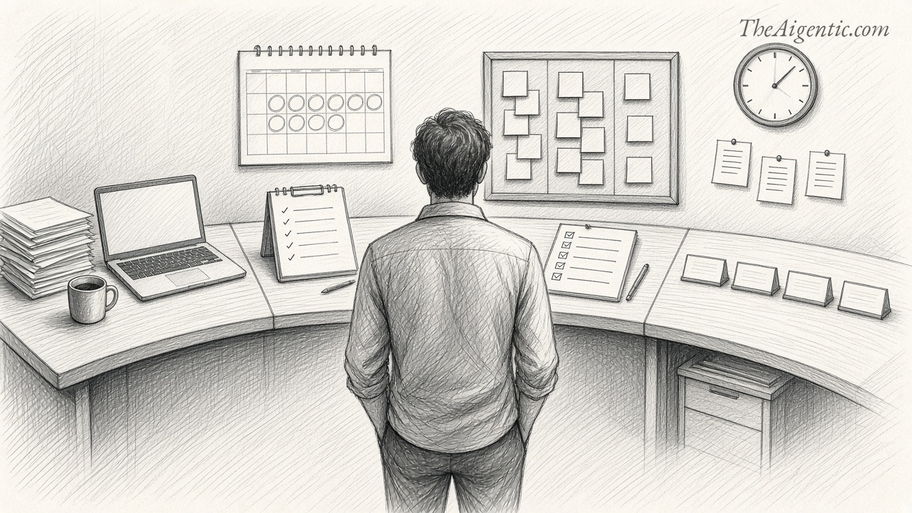 Graphite sketch for the Hands On guide comparing four personal AI agents