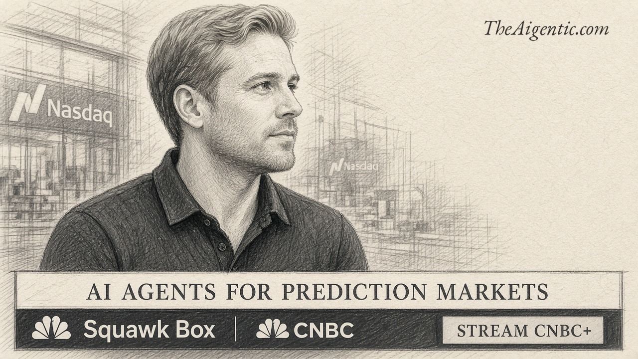 Graphite sketch of Public co-CEO Leif Abraham on CNBC Squawk Box